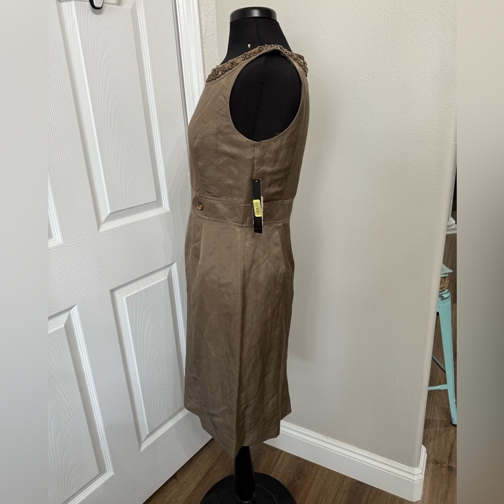 Alex Marie Womens 6 NWT Bronze Brown Tan Dress Silk Blend Jewel Shift Sleeveless - Picture 6 of 9